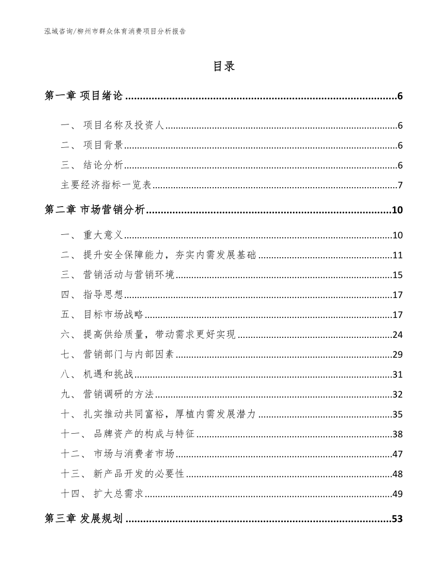 柳州市群众体育消费项目分析报告【参考模板】_第1页