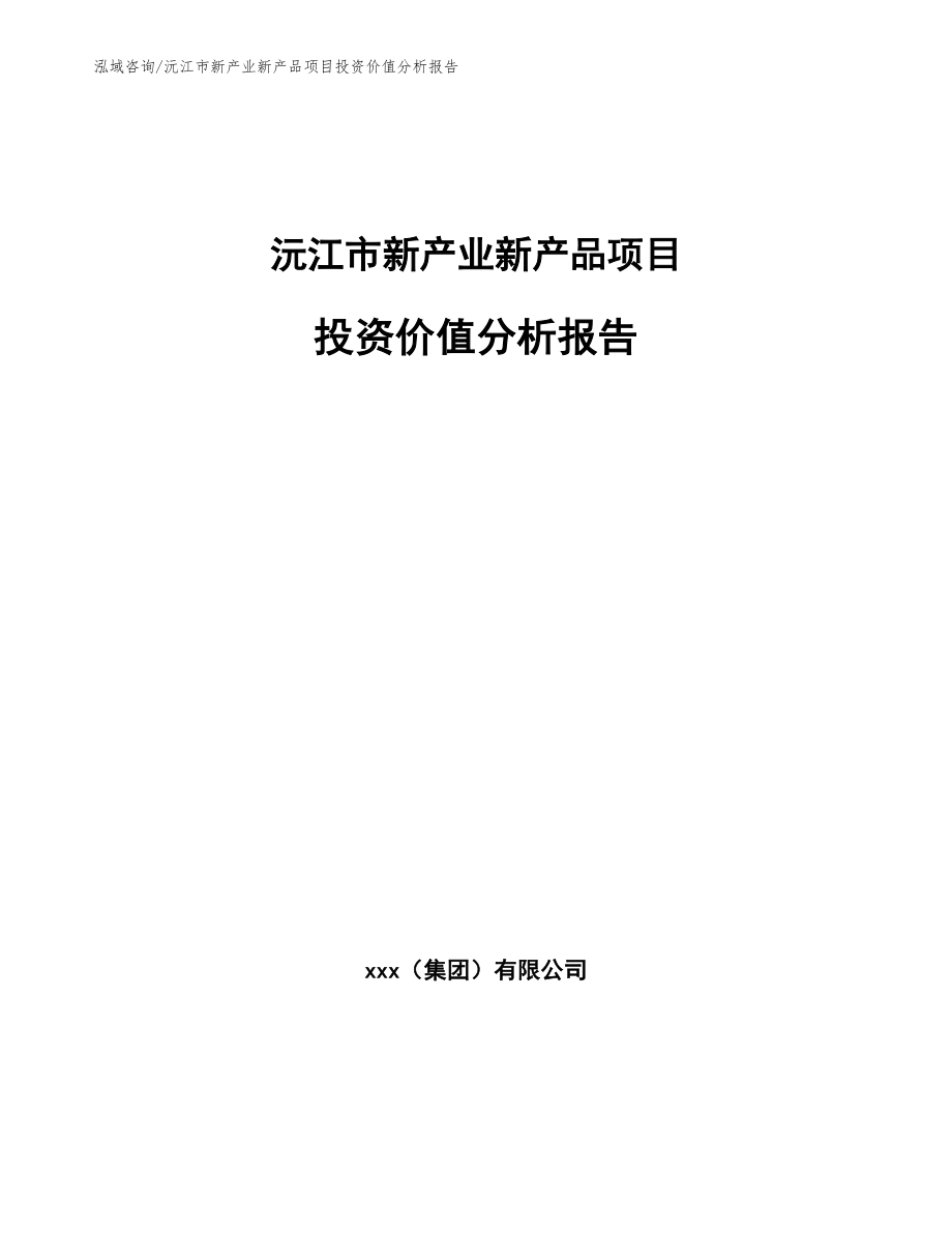 沅江市新产业新产品项目投资价值分析报告【模板范文】_第1页