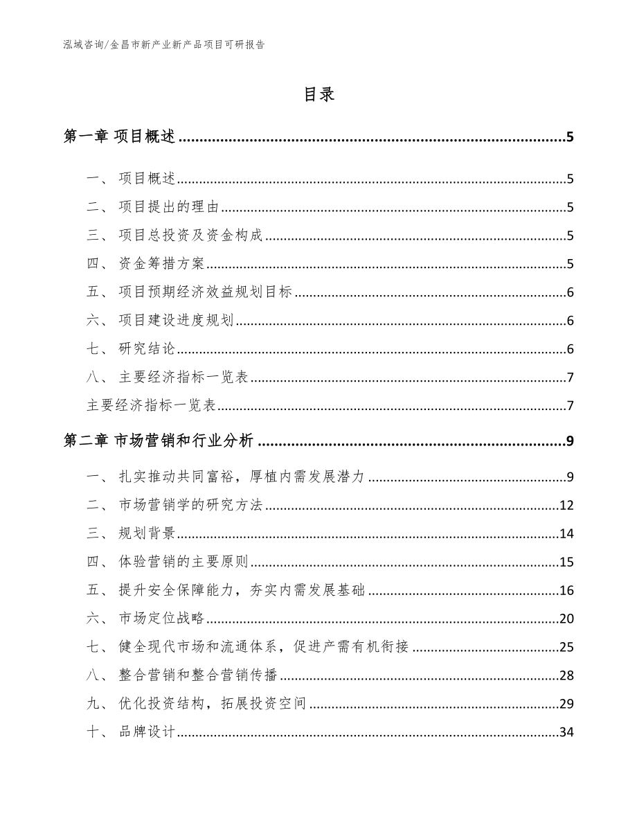 金昌市新产业新产品项目可研报告【模板范本】_第1页