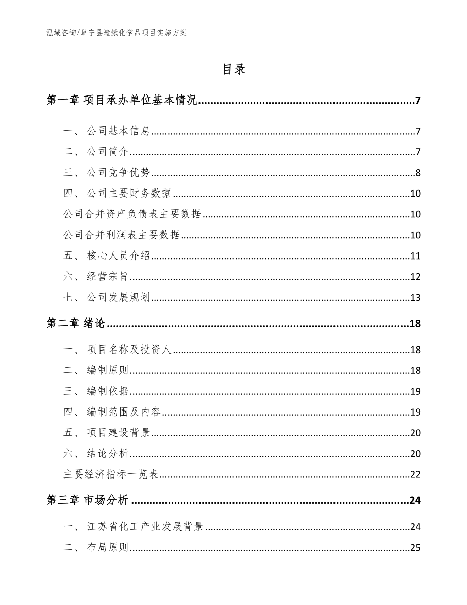 阜宁县造纸化学品项目实施方案_第1页