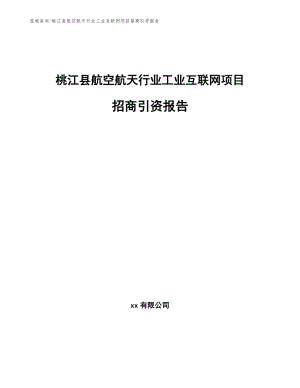 桃江县航空航天行业工业互联网项目招商引资报告