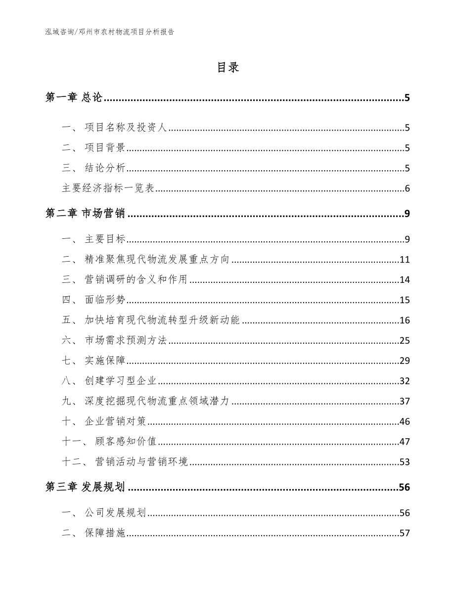 邓州市农村物流项目分析报告（模板范文）_第1页