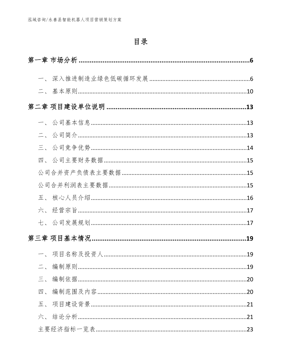 永善县智能机器人项目营销策划方案（模板）_第1页