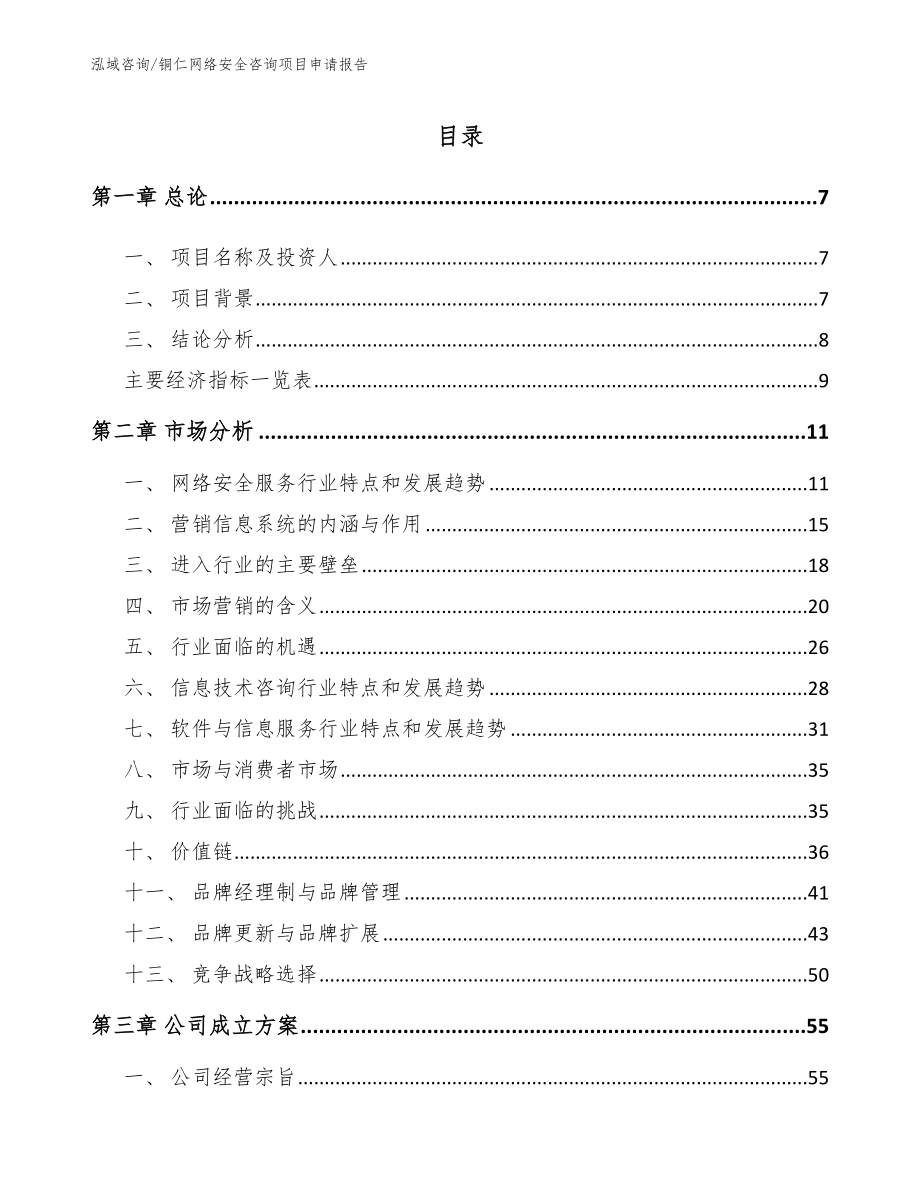 铜仁网络安全咨询项目申请报告模板范本_第1页