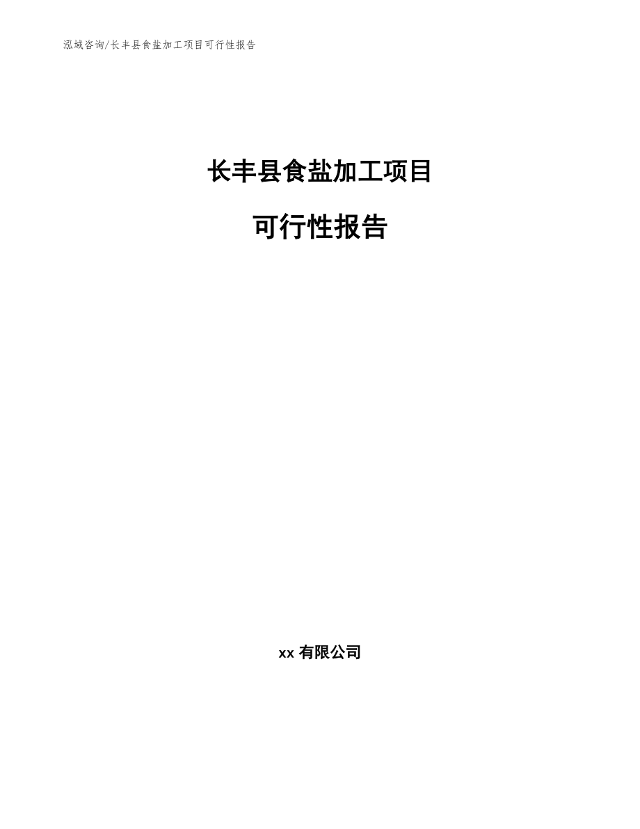 长丰县食盐加工项目可行性报告范文参考_第1页