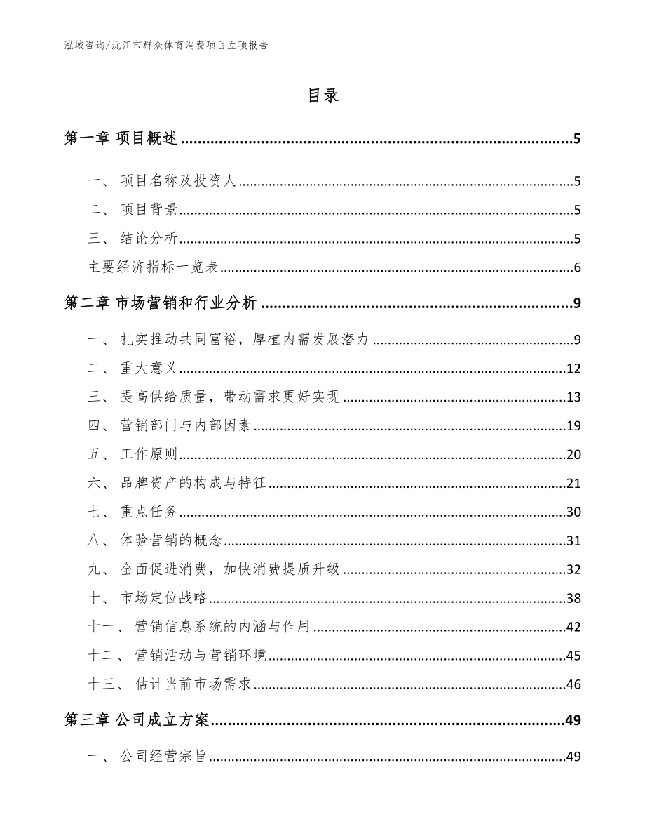 沅江市群众体育消费项目立项报告【参考模板】_第1页