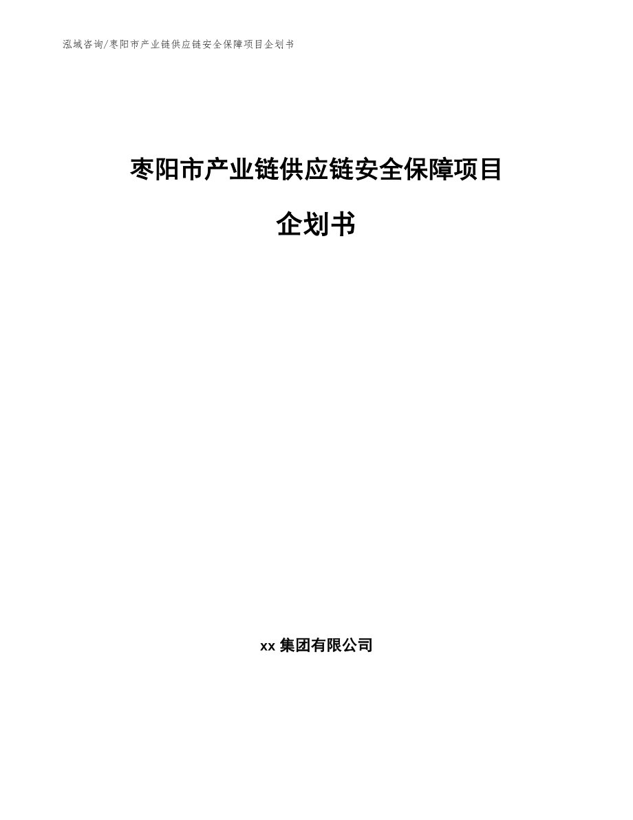 枣阳市产业链供应链安全保障项目企划书_第1页