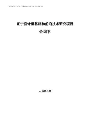 正宁县计量基础和前沿技术研究项目企划书_参考模板