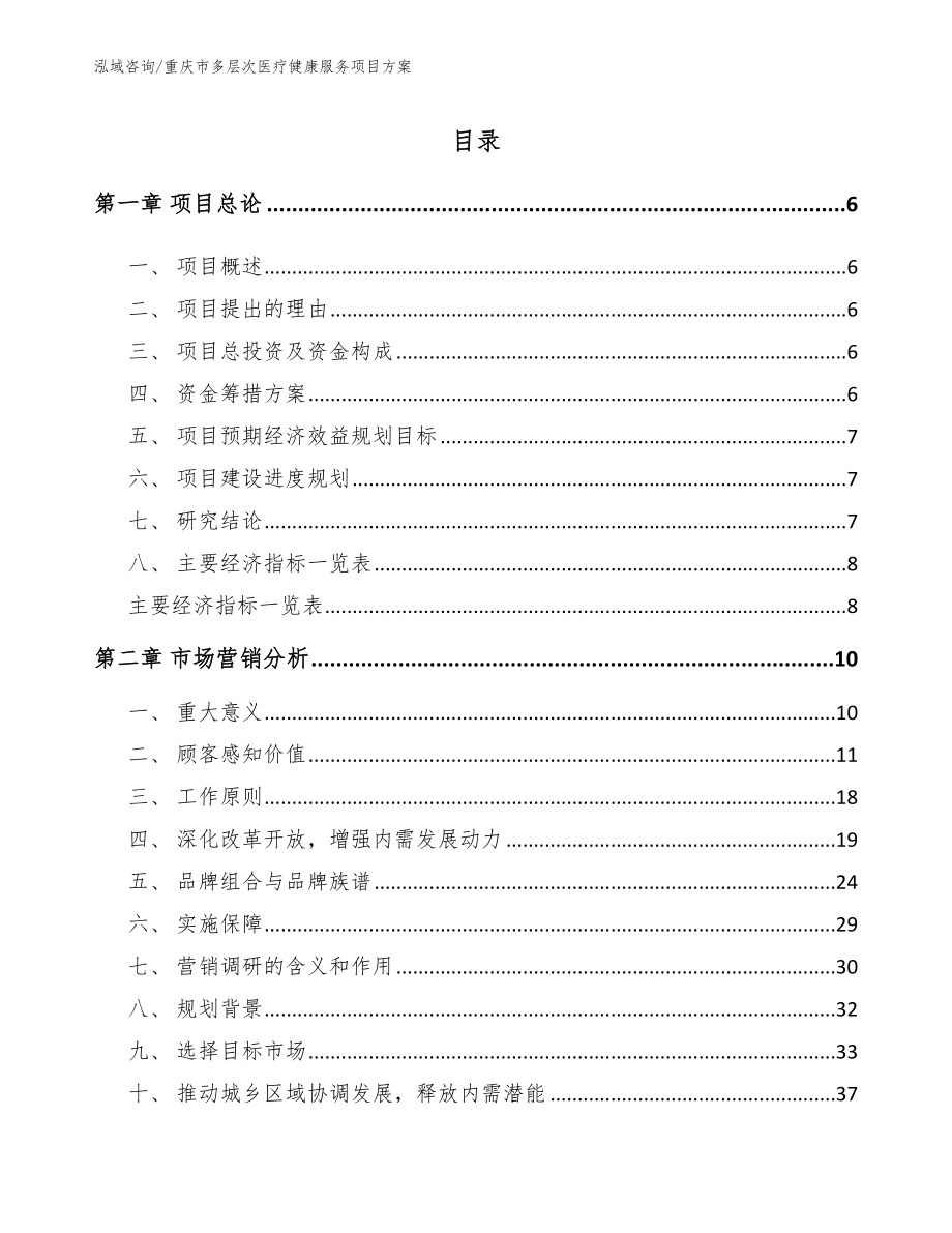 重庆市多层次医疗健康服务项目方案参考模板_第1页
