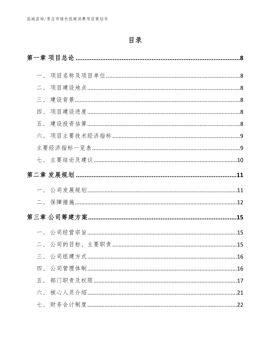 枣庄市绿色低碳消费项目策划书【参考模板】_第1页