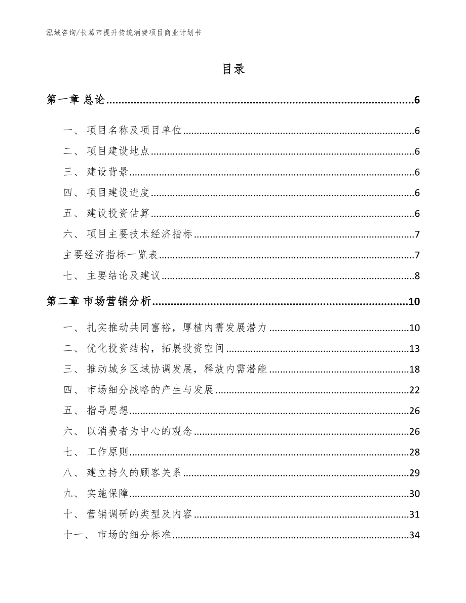 长葛市提升传统消费项目商业计划书【模板】_第1页