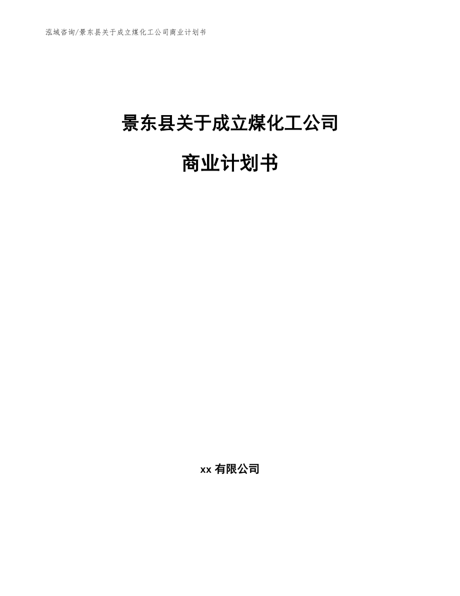 景东县关于成立煤化工公司商业计划书_模板_第1页