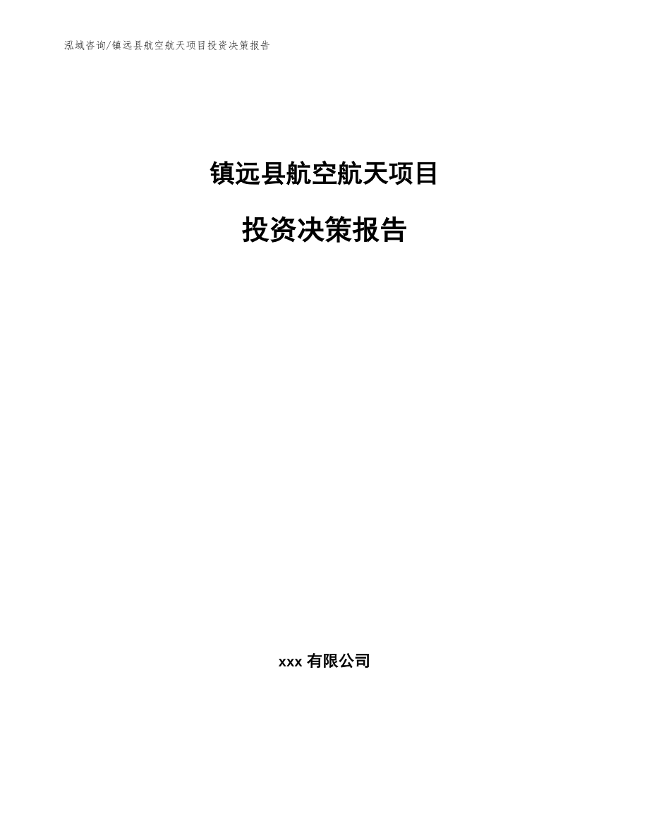 镇远县航空航天项目投资决策报告（范文参考）_第1页