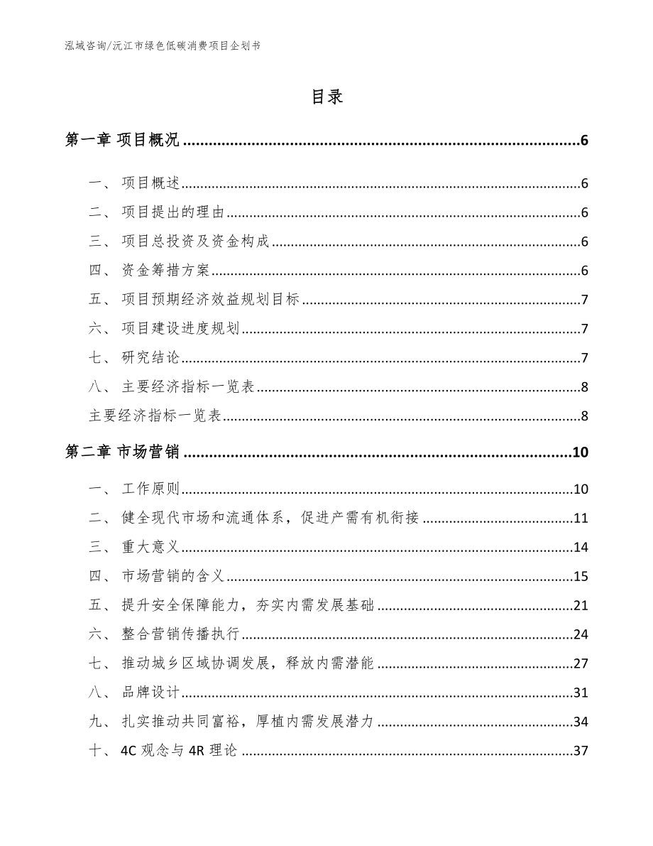 沅江市绿色低碳消费项目企划书_第1页