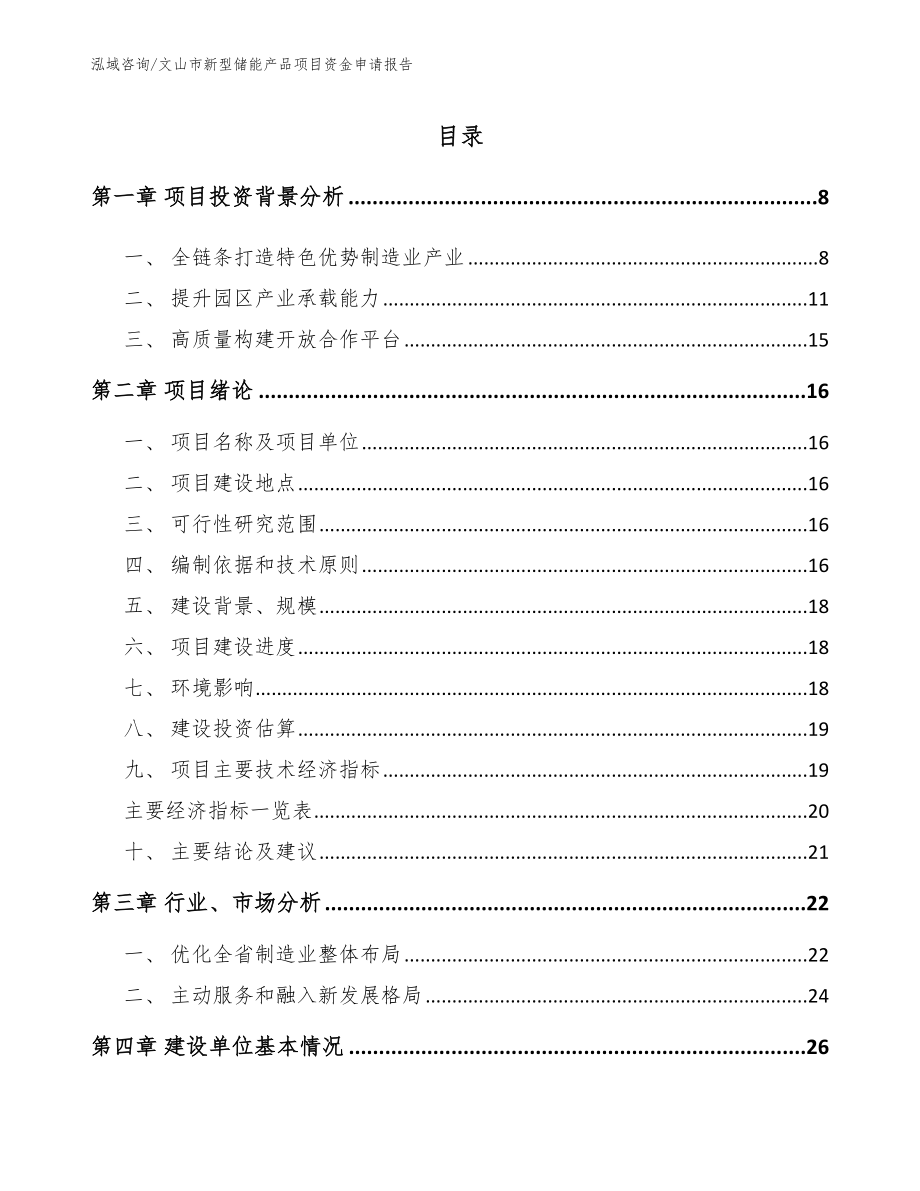 文山市新型储能产品项目资金申请报告（模板范本）_第1页