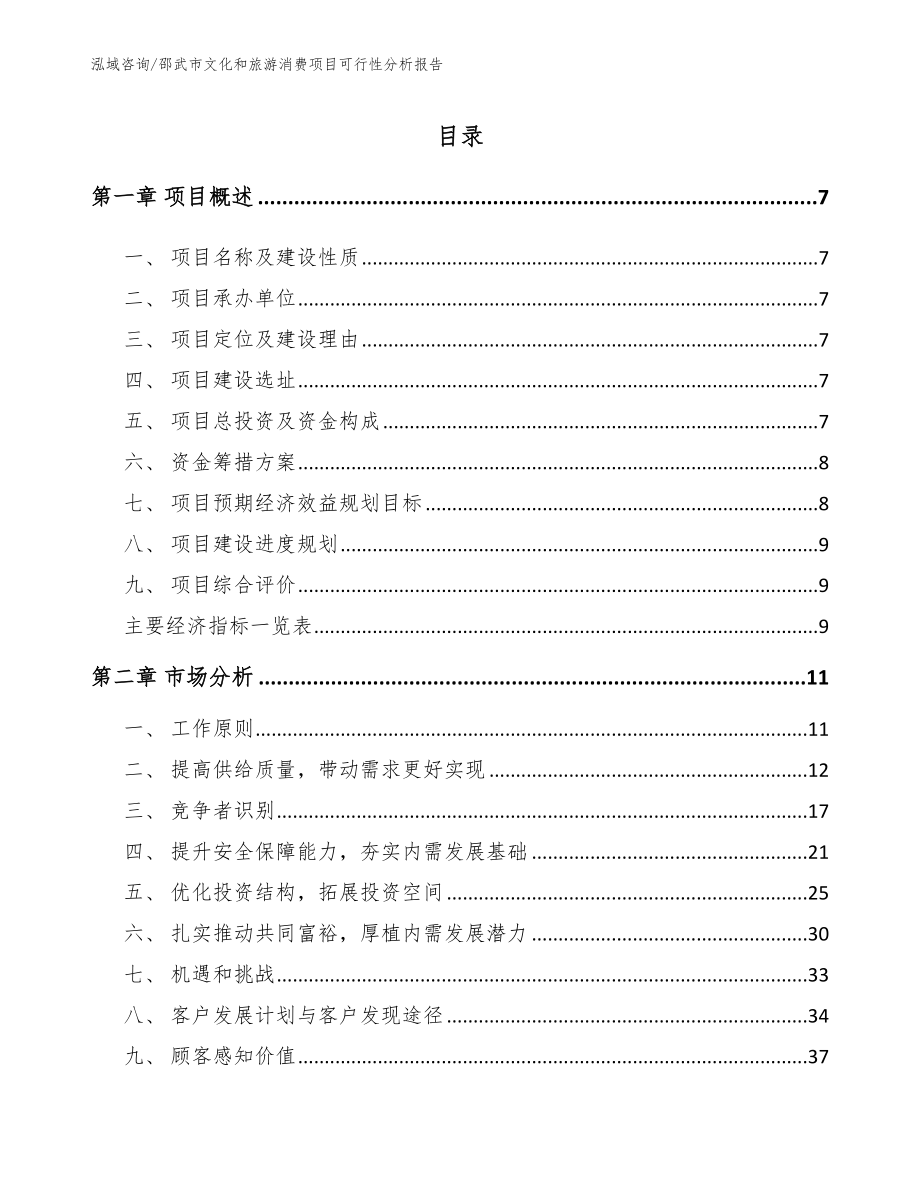 邵武市文化和旅游消费项目可行性分析报告模板范本_第1页