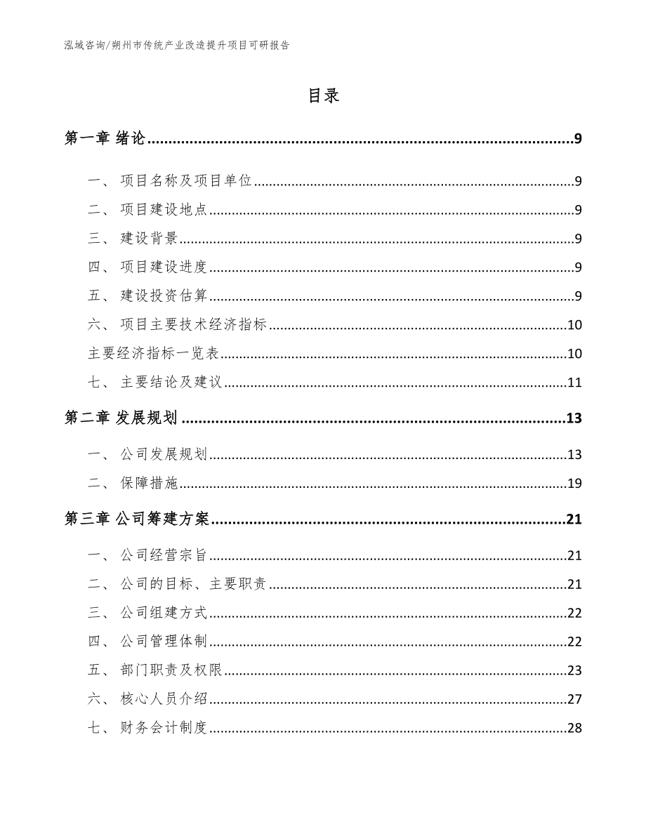 朔州市传统产业改造提升项目可研报告_第1页