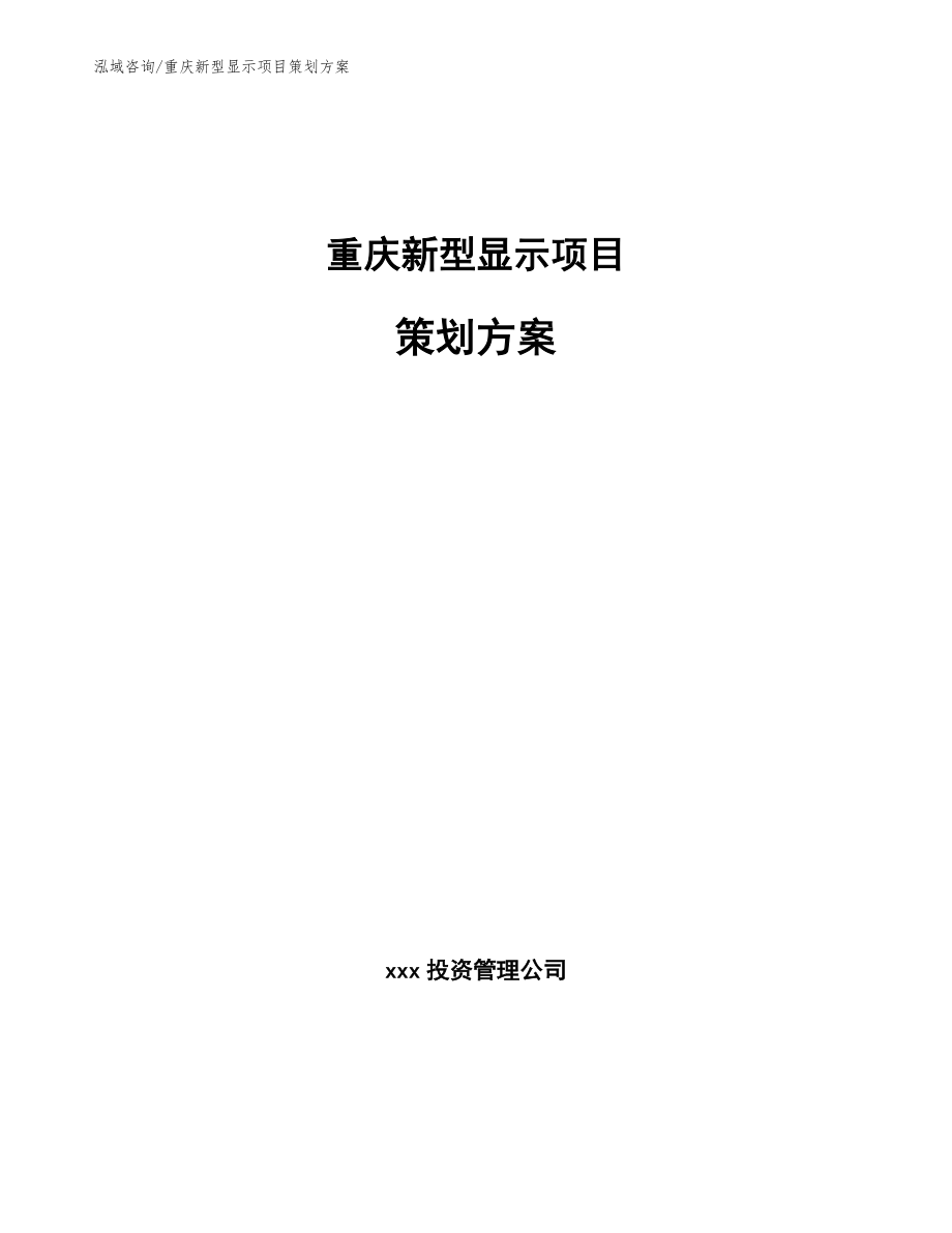 重庆新型显示项目策划方案【参考范文】_第1页