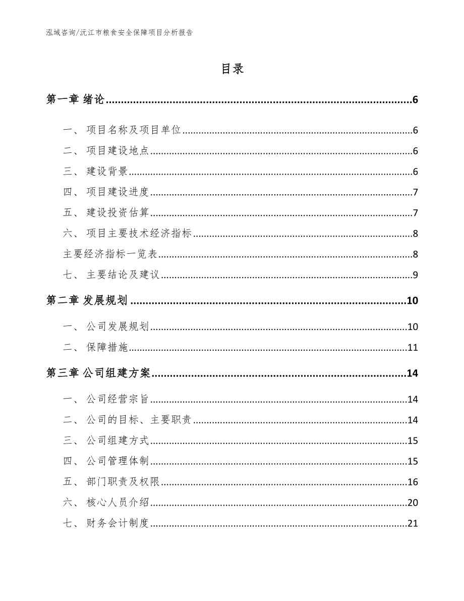 沅江市粮食安全保障项目分析报告（参考模板）_第1页