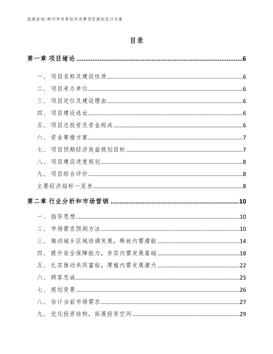 柳州市共享经济消费项目规划设计方案【范文模板】_第1页