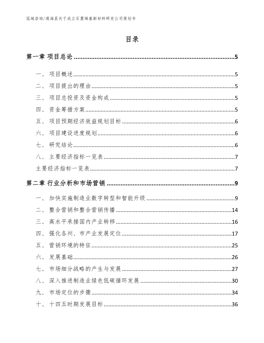 通海县关于成立石墨烯基新材料研发公司策划书【范文模板】_第1页