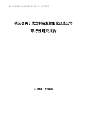 镇沅县关于成立制造业智能化改造公司可行性研究报告