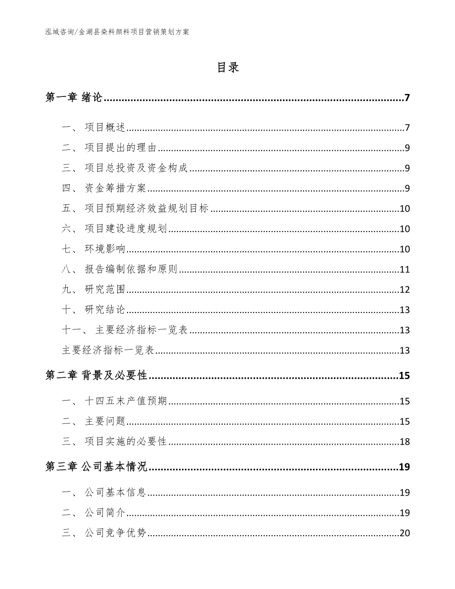 金湖县染料颜料项目营销策划方案_第1页