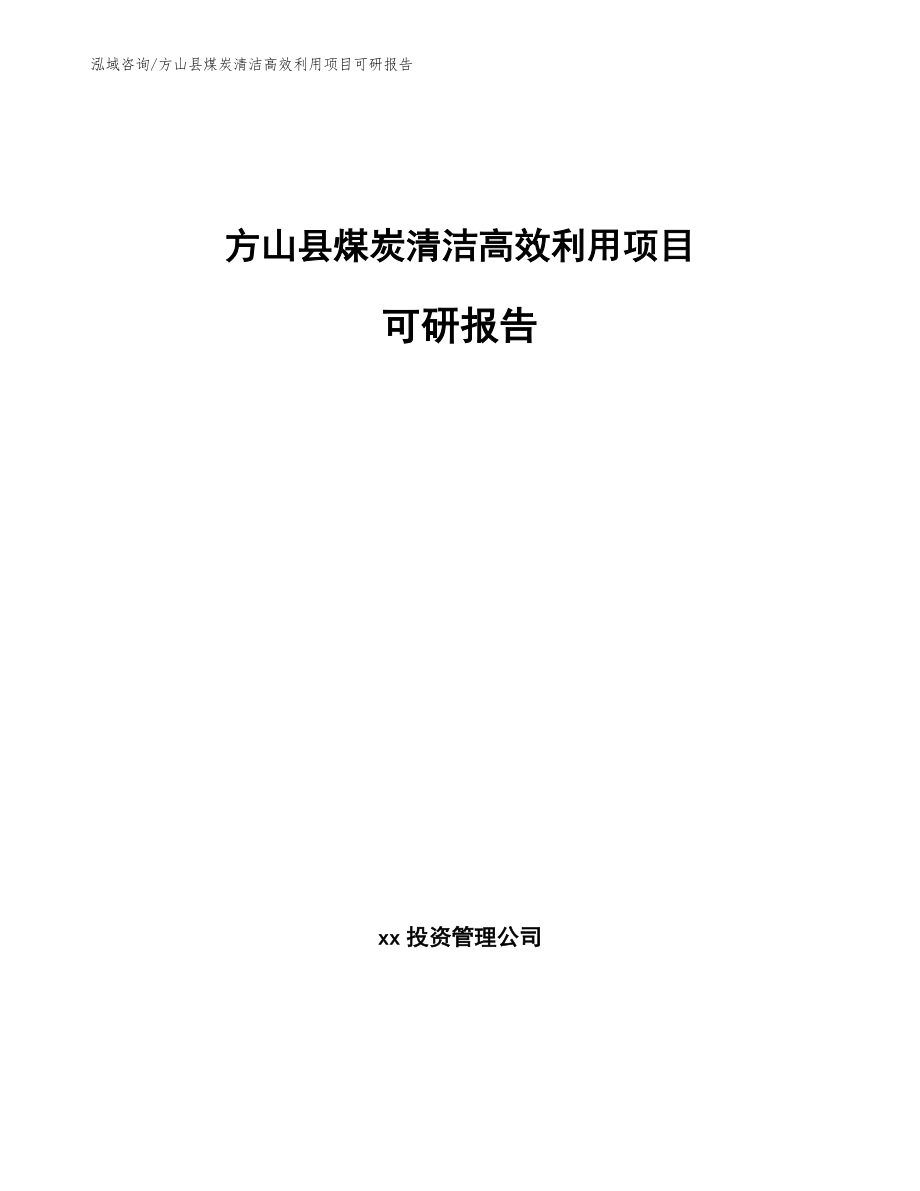 方山县煤炭清洁高效利用项目可研报告_第1页
