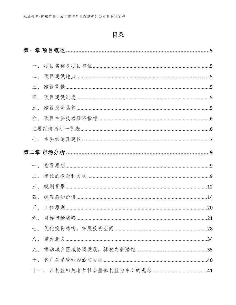 邵东市关于成立传统产业改造提升公司商业计划书模板范文_第1页
