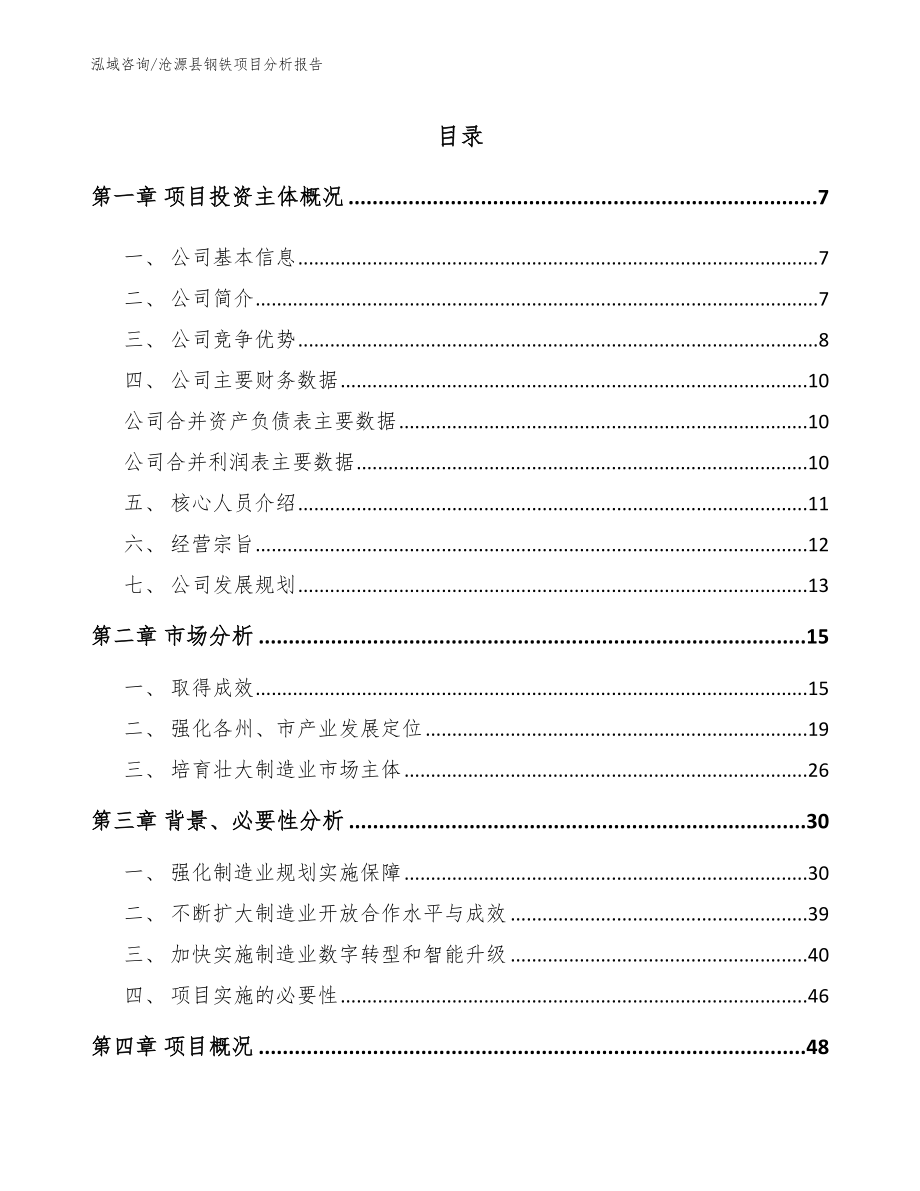 沧源县钢铁项目分析报告模板_第1页