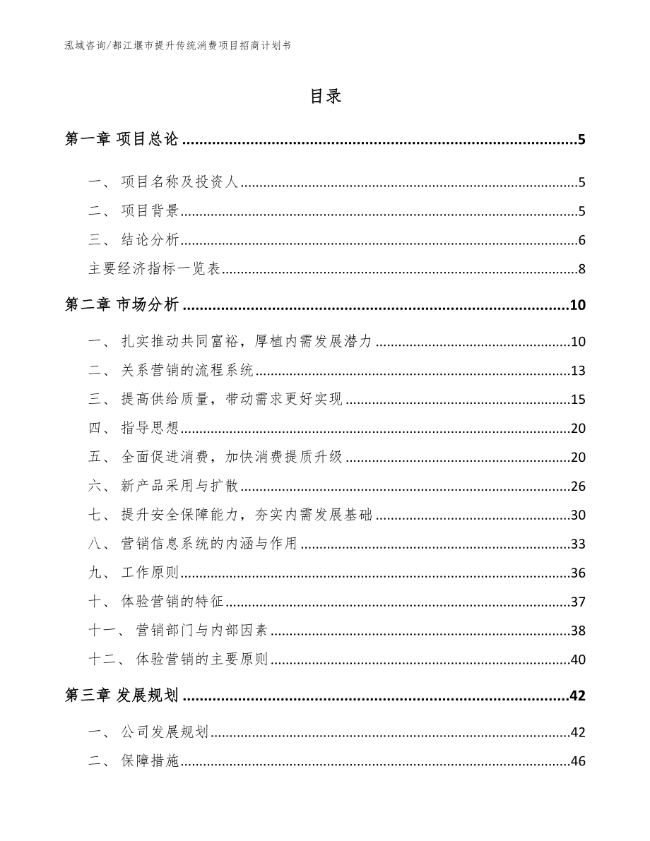 都江堰市提升传统消费项目招商计划书【模板参考】_第1页