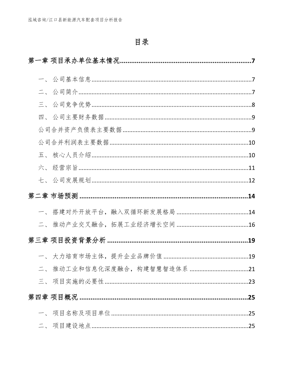 江口县新能源汽车配套项目分析报告_第1页