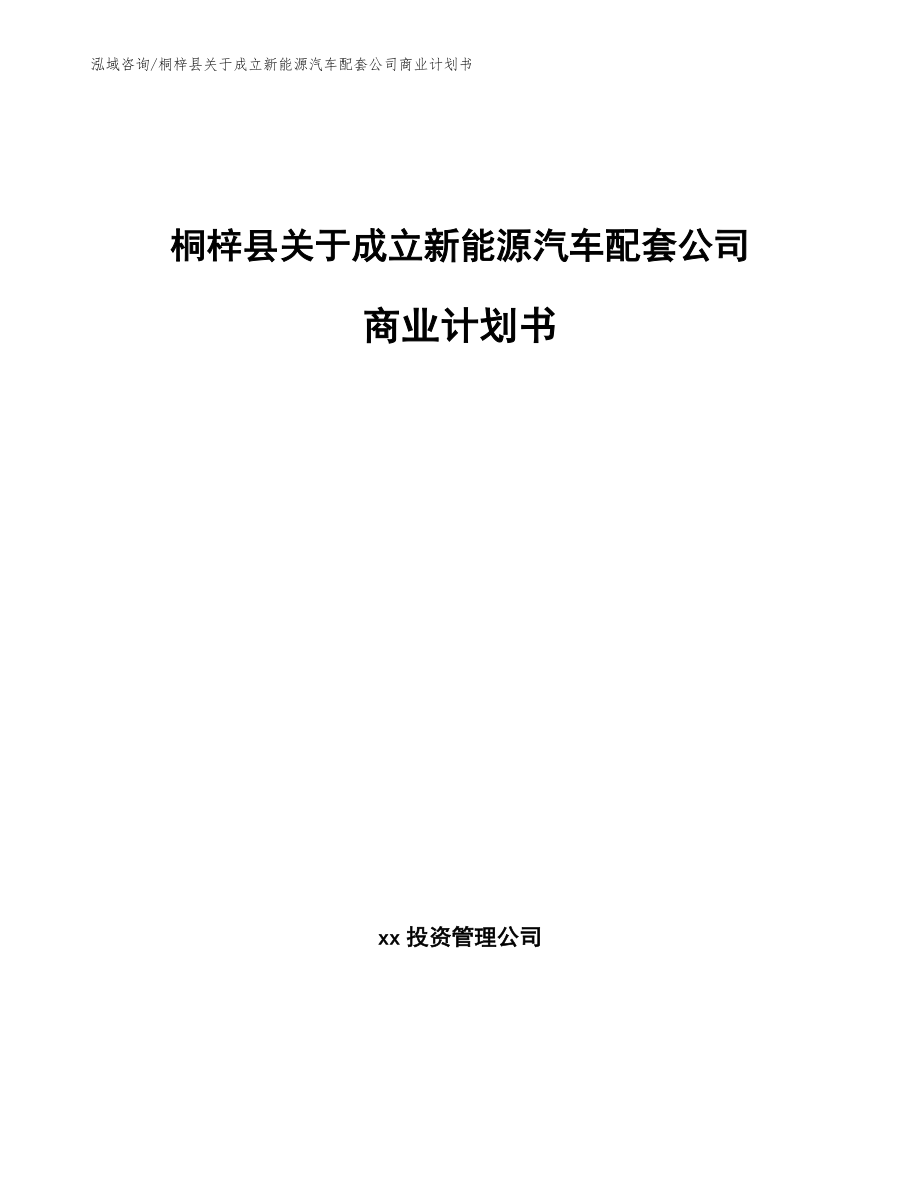 桐梓县关于成立新能源汽车配套公司商业计划书（模板参考）_第1页