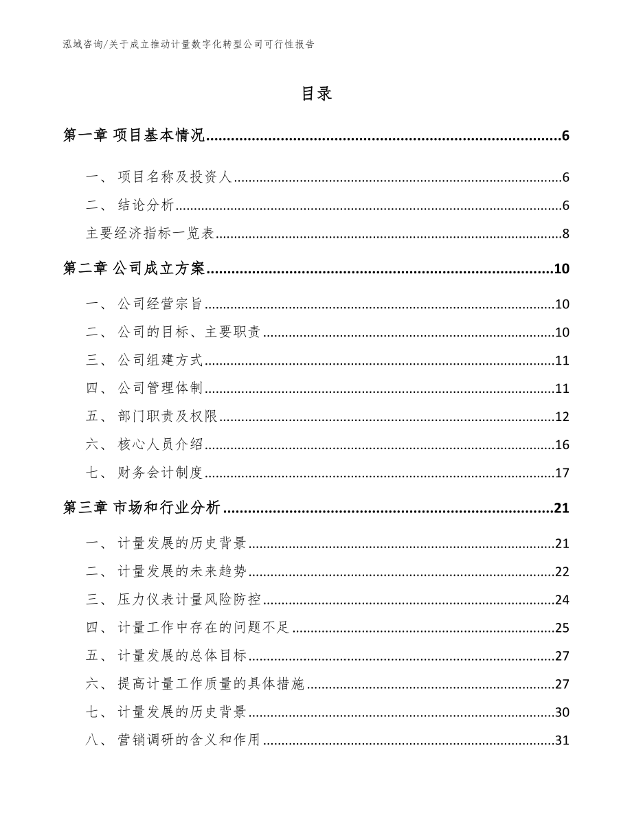 关于成立推动计量数字化转型公司可行性报告（参考模板）_第1页