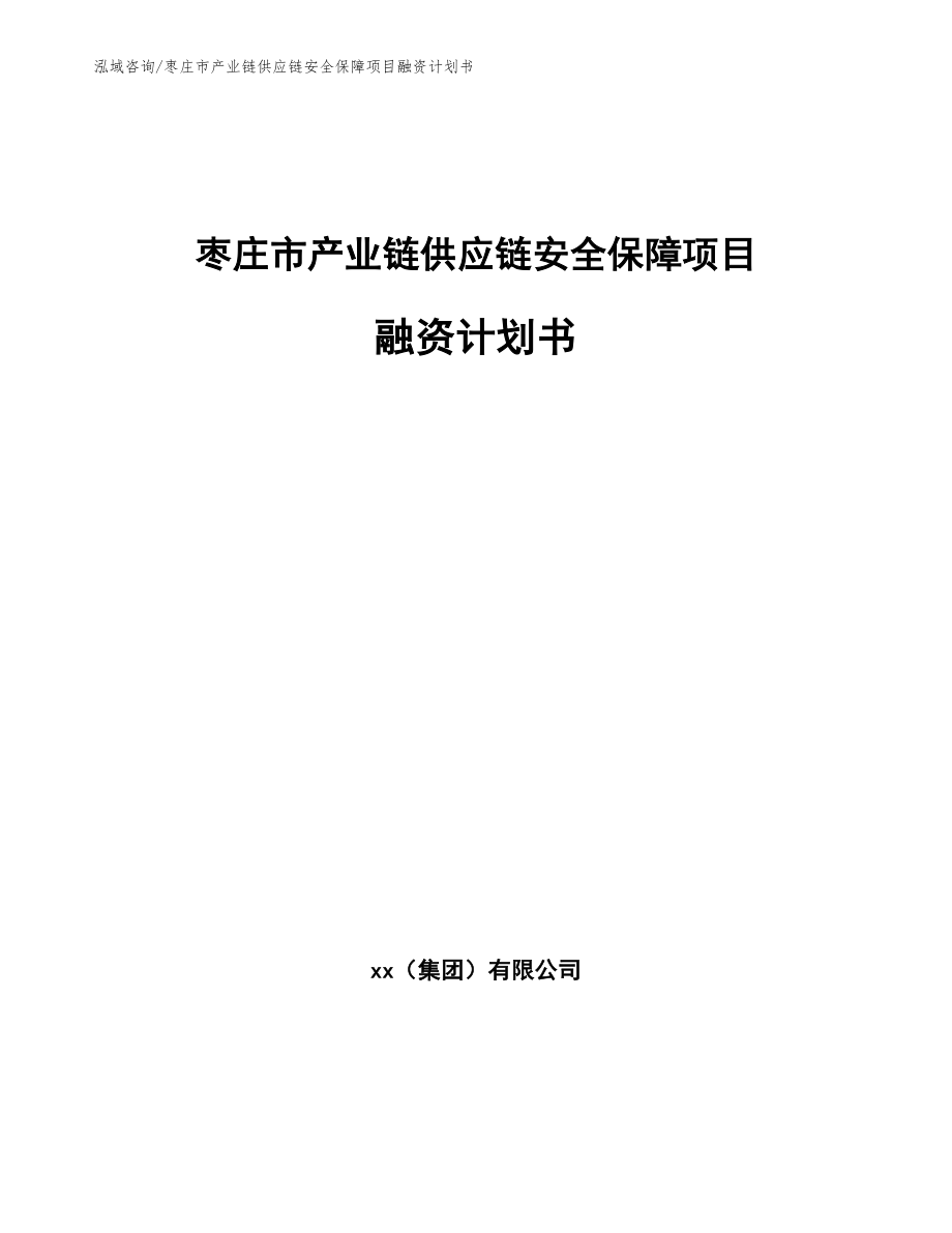 枣庄市产业链供应链安全保障项目融资计划书_第1页