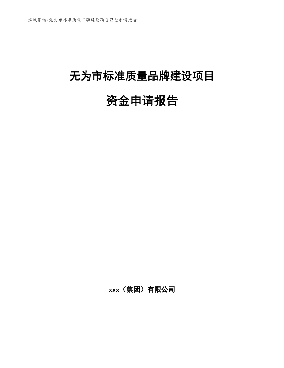 无为市标准质量品牌建设项目资金申请报告_第1页