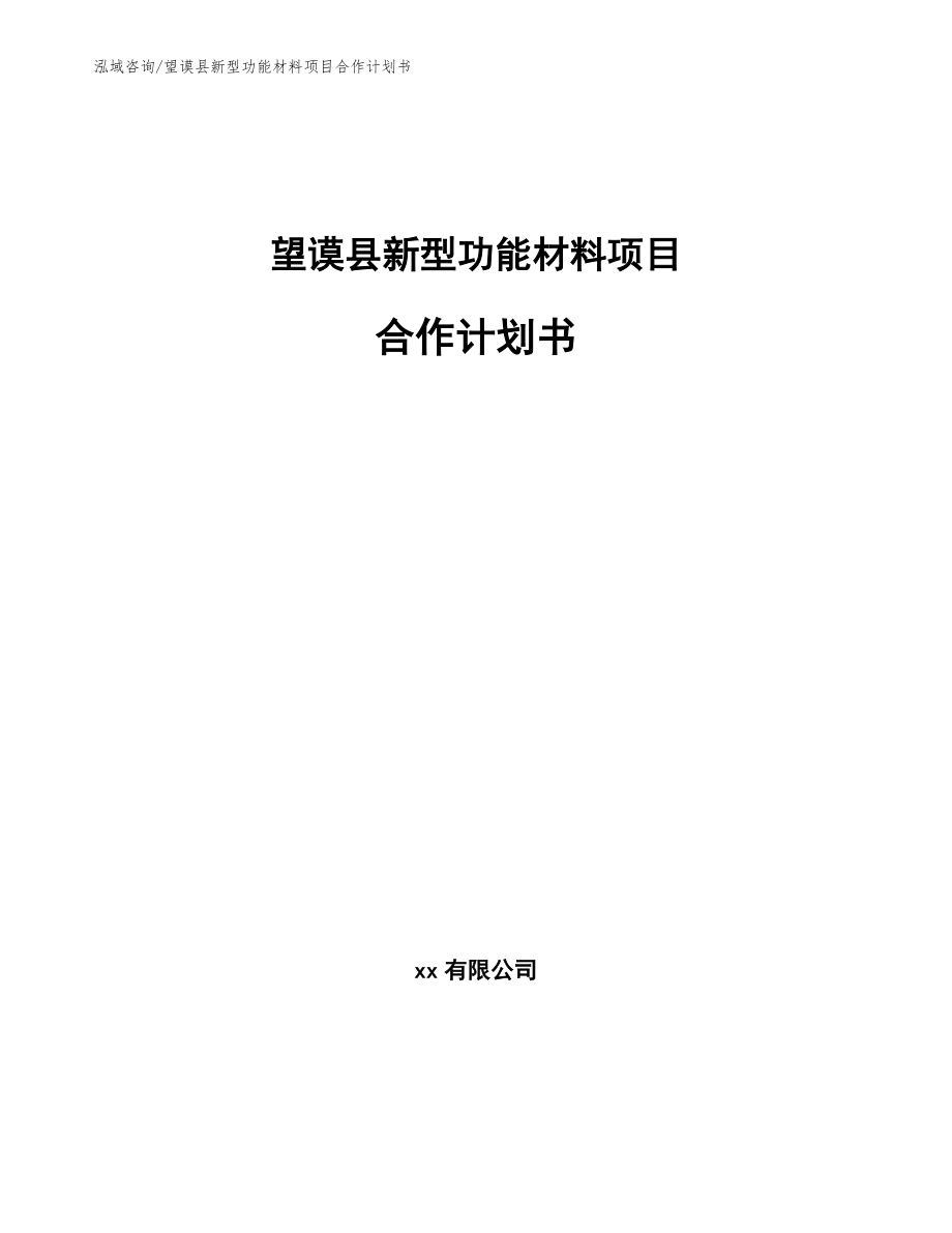 望谟县新型功能材料项目合作计划书（模板参考）_第1页