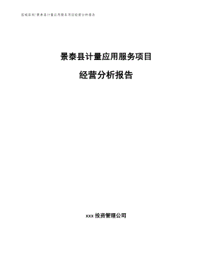 景泰县计量应用服务项目经营分析报告【范文】
