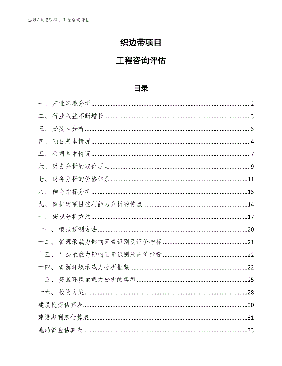 织边带项目工程咨询评估_第1页