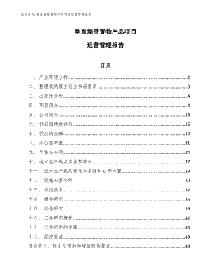 垂直墙壁置物产品项目运营管理报告