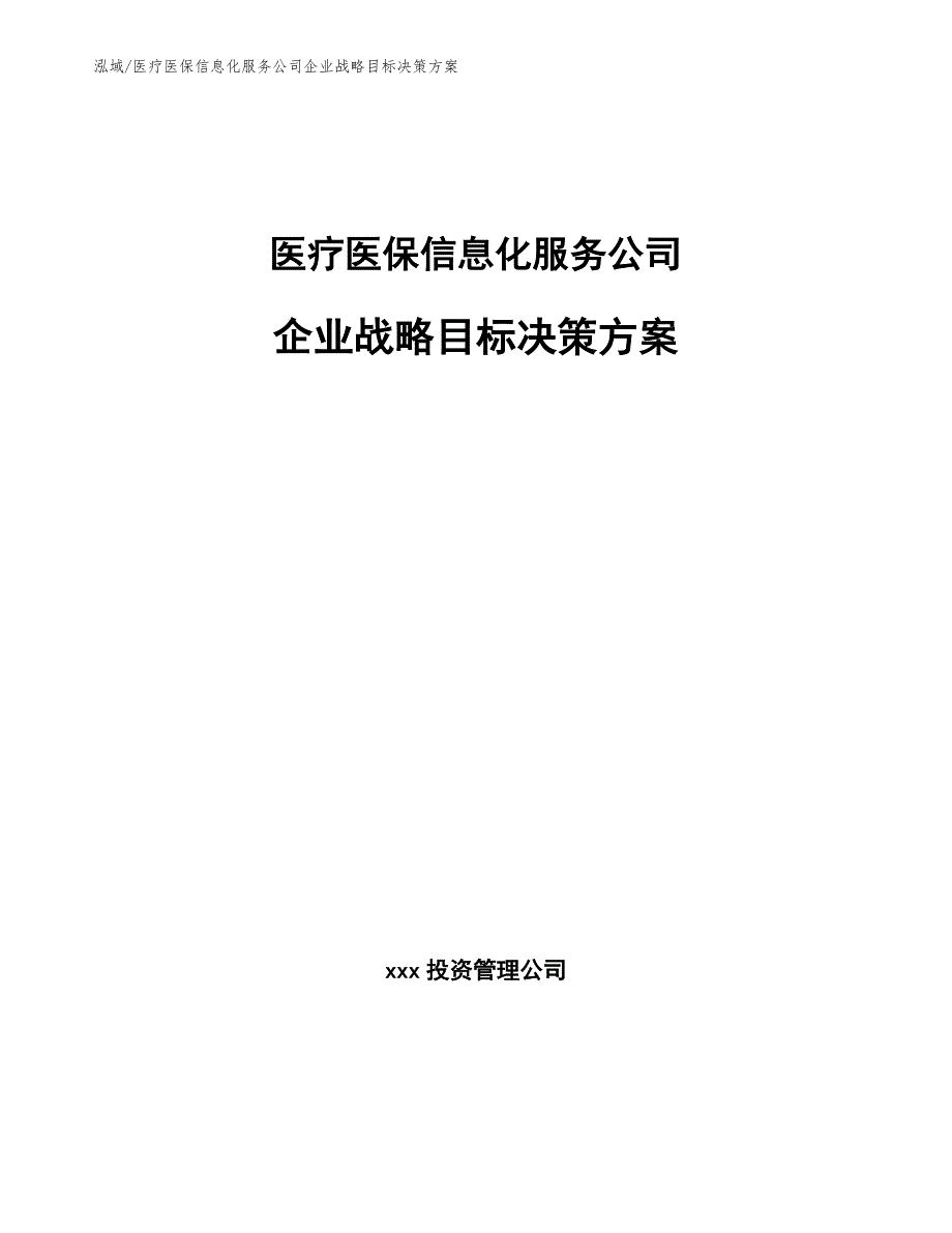 医疗医保信息化服务公司企业战略目标决策方案_第1页