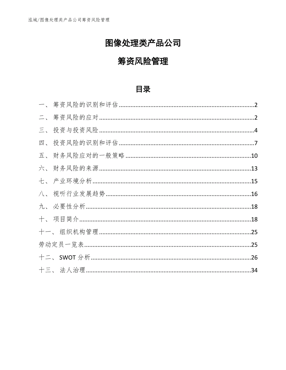 图像处理类产品公司筹资风险管理【参考】_第1页