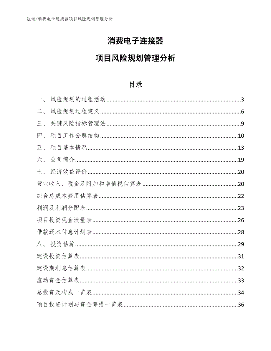 消费电子连接器项目风险规划管理分析_参考_第1页