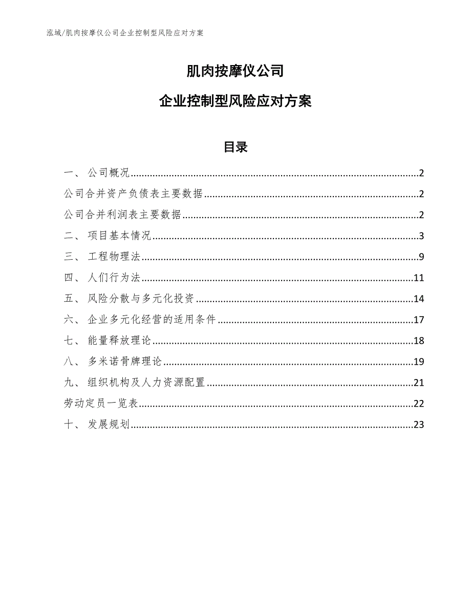 肌肉按摩仪公司企业控制型风险应对方案_参考_第1页