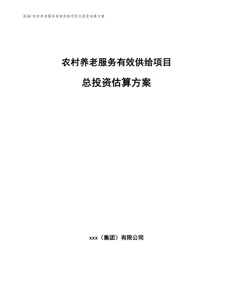 农村养老服务有效供给项目总投资估算方案（参考）_第1页