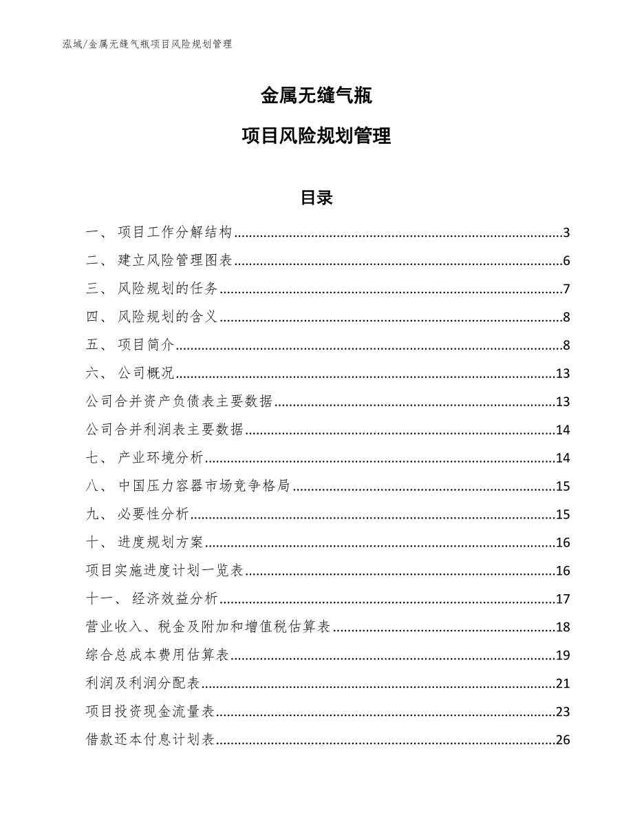 金属无缝气瓶项目风险规划管理【参考】_第1页