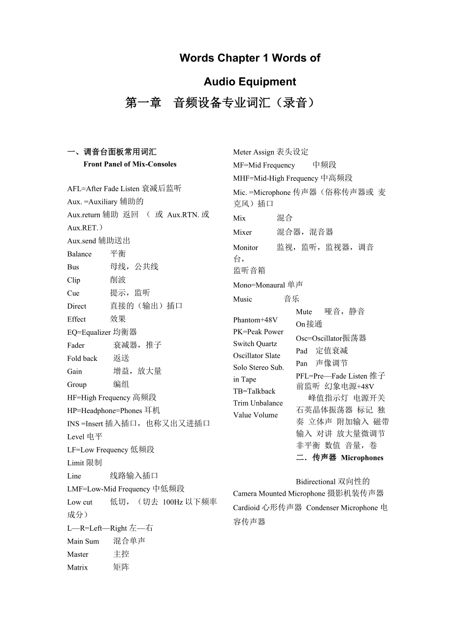 音频设备专业词汇1_第1页