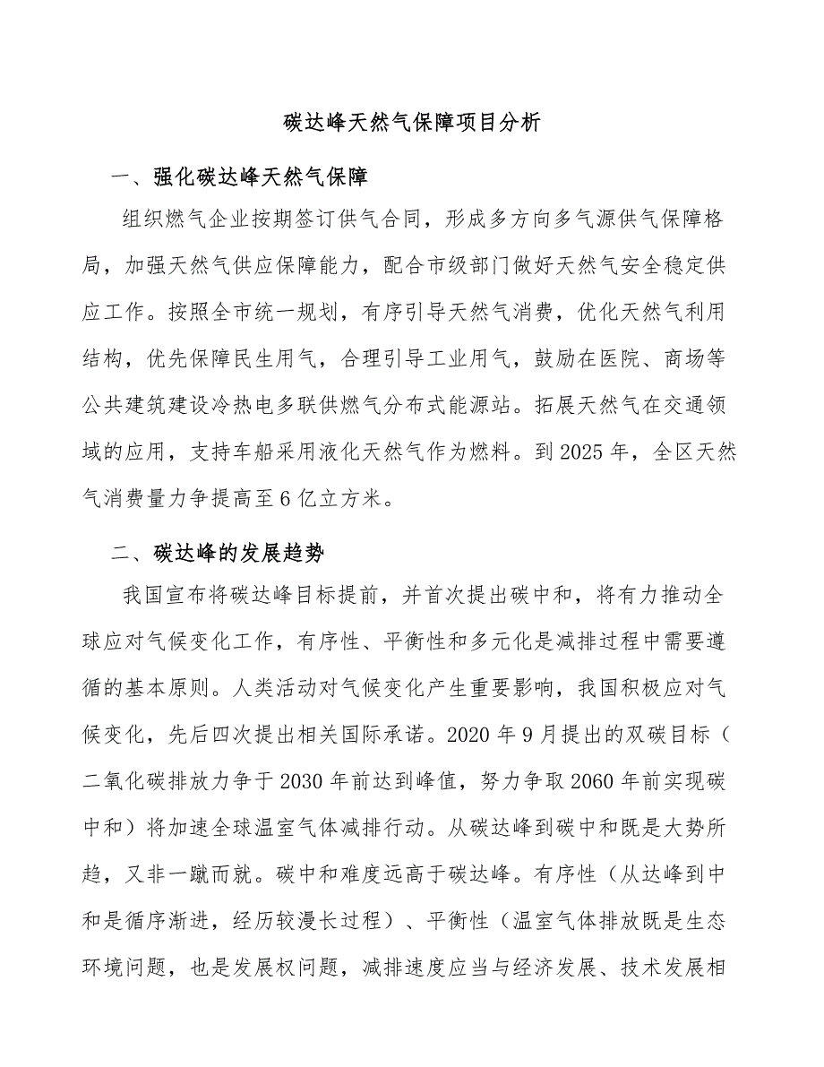 碳达峰天然气保障项目分析_第1页