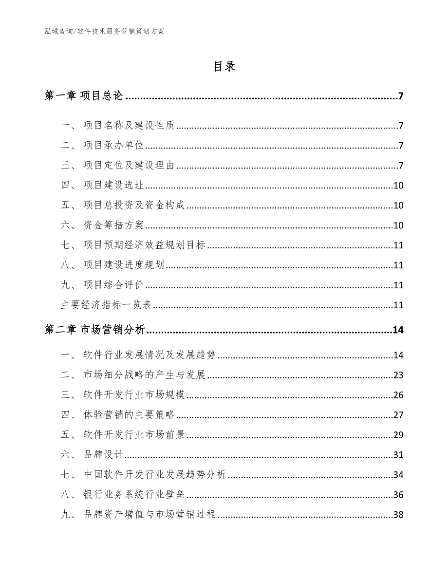 软件技术服务营销策划方案（模板）_第1页