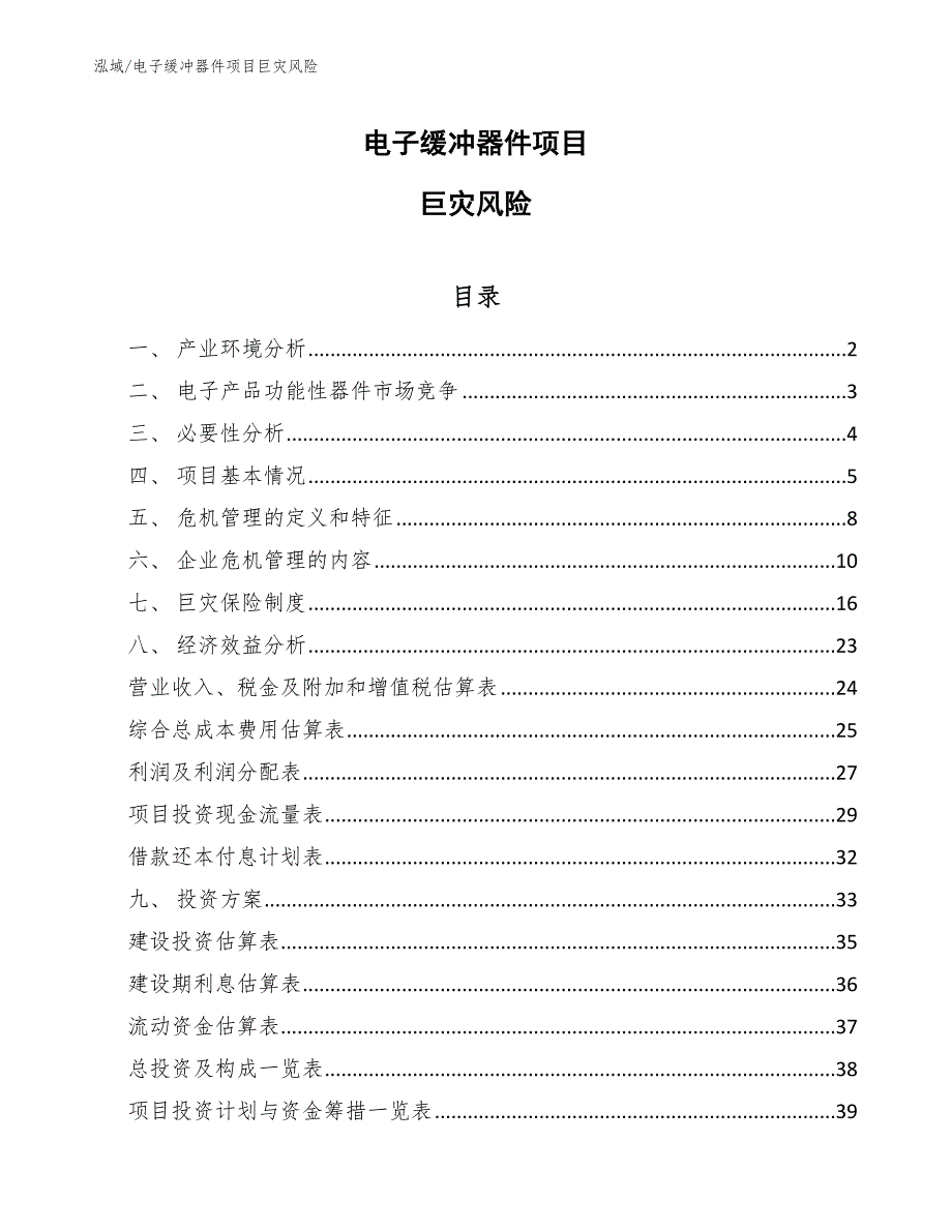 电子缓冲器件项目巨灾风险_第1页